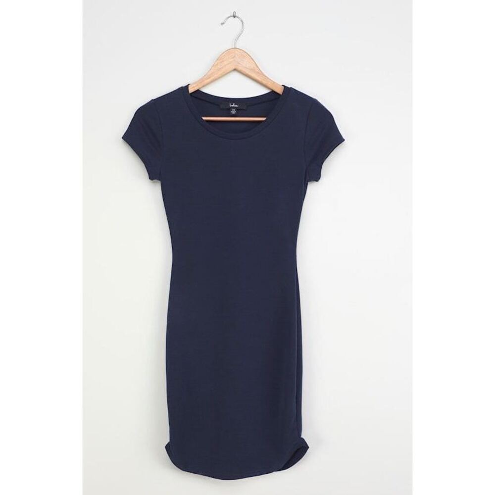 Lulus Fresh Slate Navy Blue Mini Shirt Dress - Size L